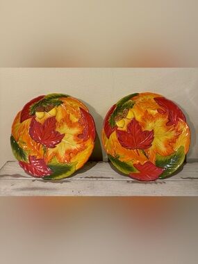 Temp-tations by Tara Harvest Figural Leaf Salad Dessert Plates - Set of 2